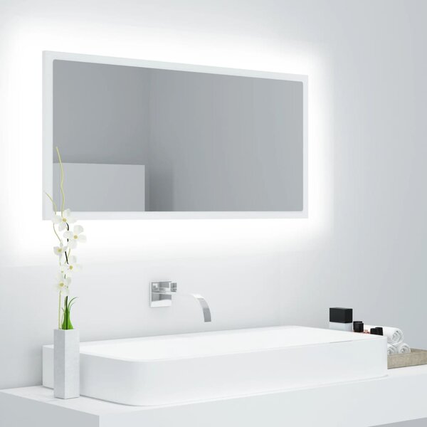 LED koupelnové zrcadlo bílé 90 x 8,5 x 37 cm akrylové