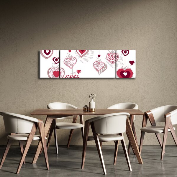 Obraz malovaných srdíček (170x50 cm)