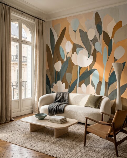 FUGU Designová květinová art tapeta – Emil's Meadow Materiál: Digitální eko vlies - klasická tapeta nesamolepicí