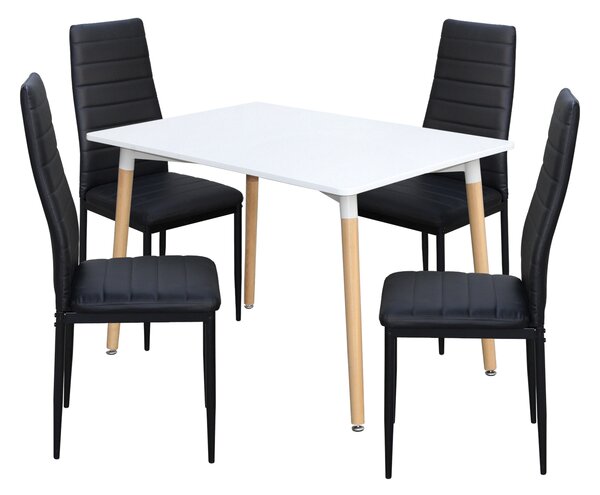 Jídelní stůl ONE 120x80 bílý + 4 židle SIGMA černé