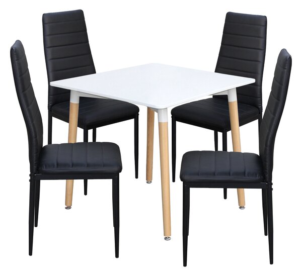 Jídelní stůl ONE 80x80 bílý + 4 židle SIGMA černé