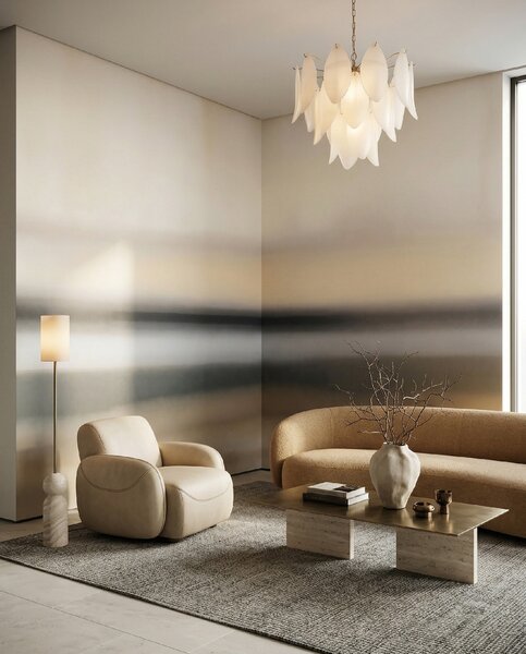 FUGU Luxusní minimalistická designová tapeta barevné horizonty – Rotko Ash Materiál: Digitální eko vlies - klasická tapeta nesamolepicí