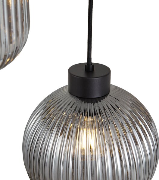 Designové závěsné svítidlo černé s kouřovým sklem 6-světel - Ana