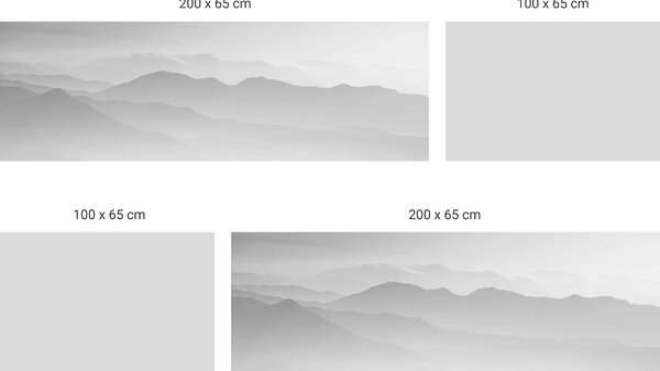 FUGU Tapeta za postel - Hory v mlze grey Varianta ochrany zdi: Delší strana postele 200x65 + čelo 100x65 cm