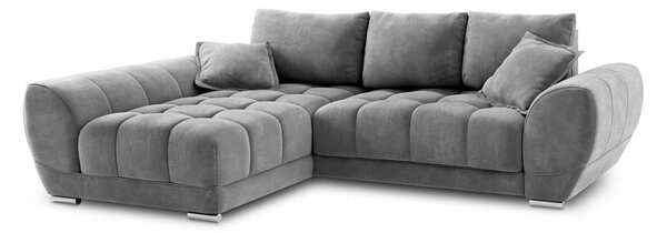 Šedá rozkládací rohová pohovka se sametovým potahem Windsor & Co Sofas Nuage, levý roh