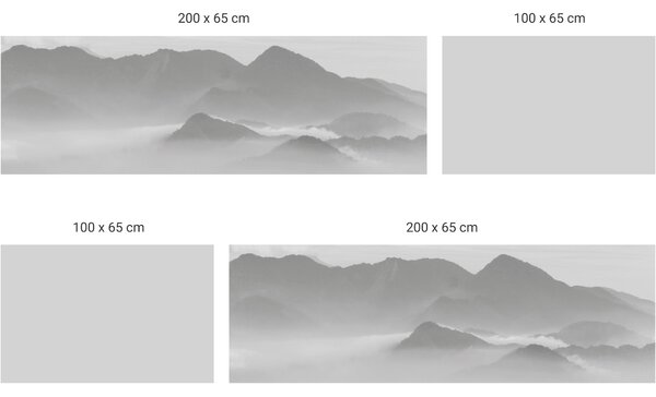 FUGU Ochrana zdi za postel - Plovoucí hory grey Varianta ochrany zdi: Delší strana postele 200x65 cm