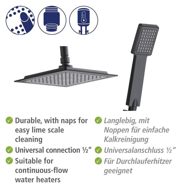 Matně černý sprchový set z nerezové oceli 101 cm Cuadro – Wenko