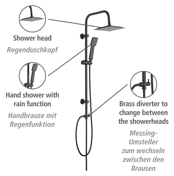 Matně černý sprchový set z nerezové oceli 101 cm Cuadro – Wenko