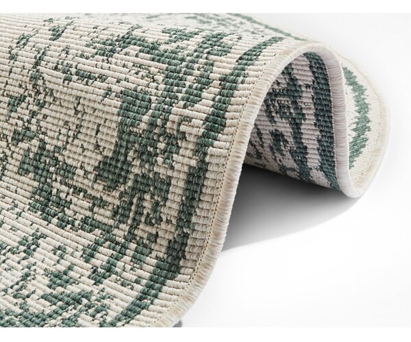 Zeleno-krémový venkovní koberec NORTHRUGS Borbon, ø 140 cm