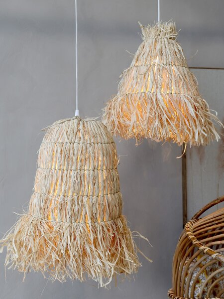 Přírodní závěsné lýkové stínidlo Raffia - Ø 30*26 cm/ E27 - Chic Antique
