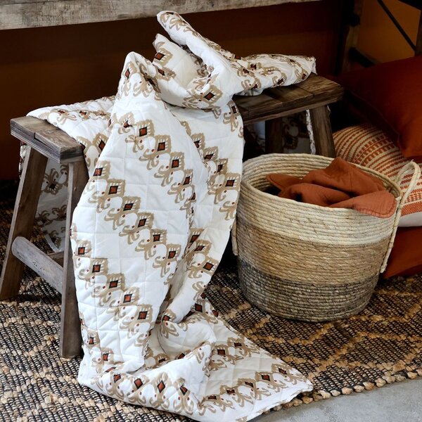 Krémový přehoz Paisley vzor Aix Quilt - 130*180 cm - Chic Antique