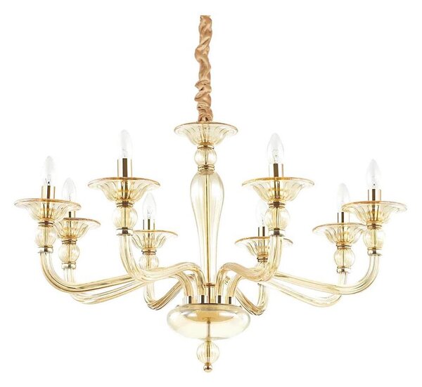 Ideal Lux - Lustr na řetězu DANIELI 8xE14/40W/230V pr. 85 cm mosaz