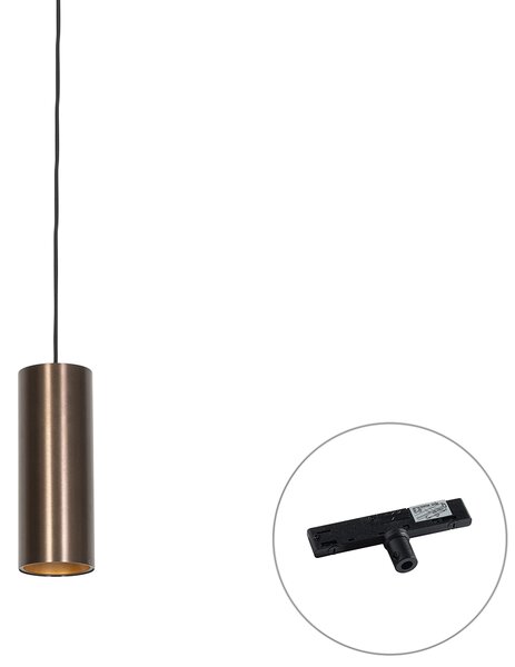 Designové závěsné svítidlo tmavě bronzové vč. 1-fázového kolejnicového adaptéru - Slimline Tubo