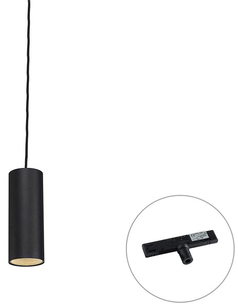 Designové závěsné svítidlo černé vč. 1-fázového kolejnicového adaptéru - Slimline Tubo