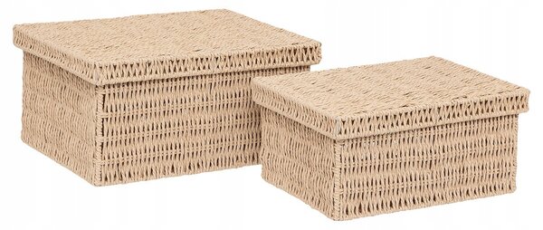ÚLOŽNÝ BOX BÉŽOVÝ PLETENÝ SADA 2 KS KORD 38x28x18 CM