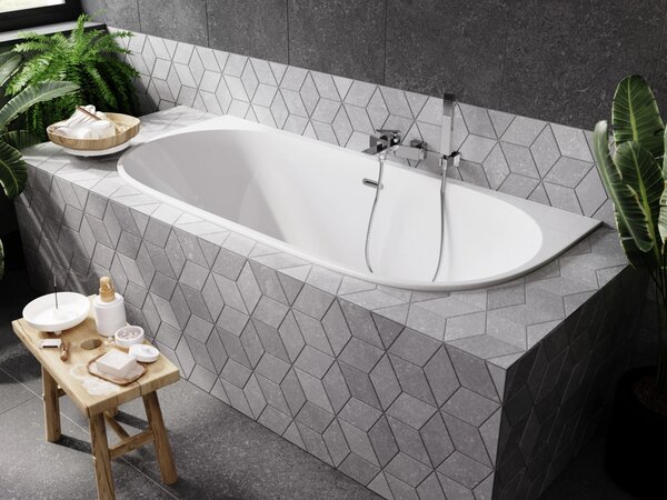 Besco Akrylátová obdélníková vana Vica Slim Plus 170x80, s přepadem Rozměry (cm): 170x80, Typ a barva výpustě: Alcaplast Click-Clack se šterbinovým přepadem, černá mat