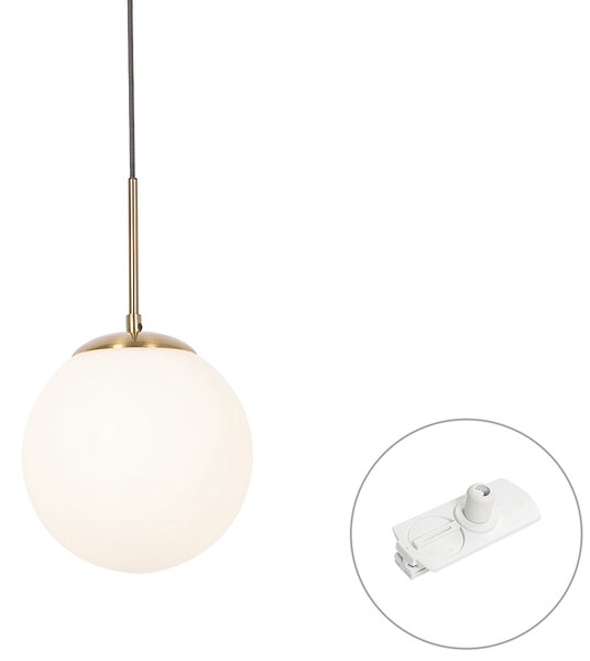 Závěsné svítidlo Art Deco zlaté s opálovým sklem vč. adaptéru na lištu bílé 1-fázové - Iconic Flore