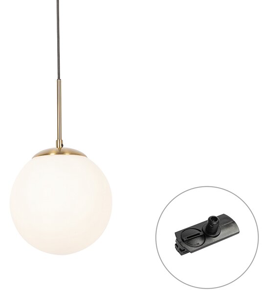 Závěsné svítidlo Art Deco zlaté s opálovým sklem vč. adaptéru na kolejnici černý 1-fázový - Iconic Flore