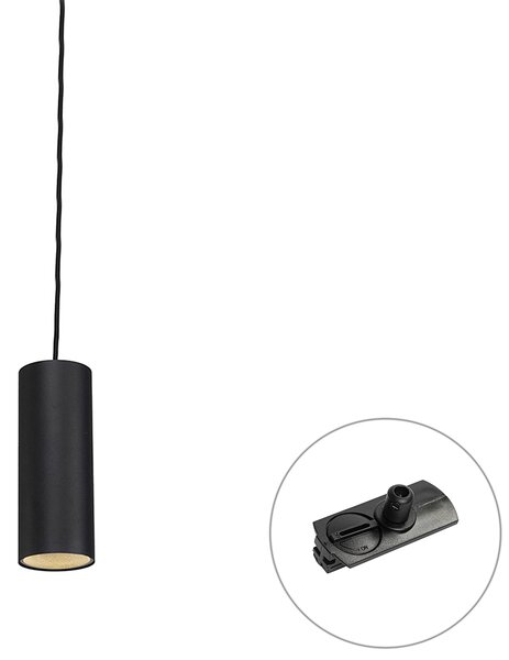Designové závěsné svítidlo černé vč. adaptéru na kolejnici 1-fázové - Iconic Tubo