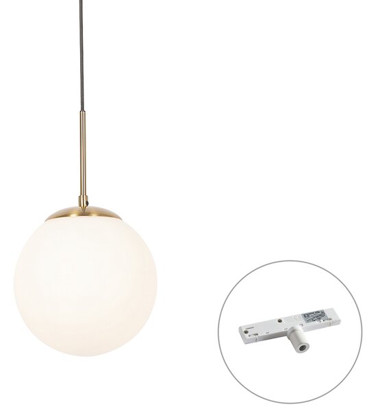Závěsné svítidlo Art Deco zlaté s opálovým sklem vč. adaptéru na lištu bílé 1-fázové - Slimline Flore