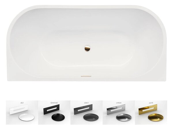 Besco Akrylátová obdélníková vana Vica Slim Plus 170x80, s přepadem Rozměry (cm): 170x80, Typ a barva výpustě: Alcaplast Click-Clack se šterbinovým přepadem, černá mat