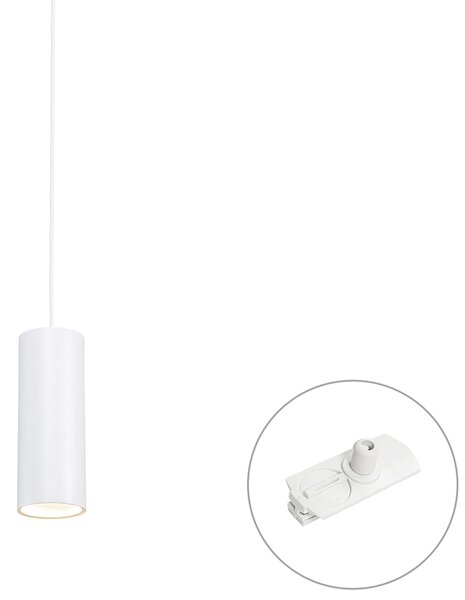 Designové závěsné svítidlo bílé vč. adaptéru na kolejnici 1-fázové - Iconic Tubo