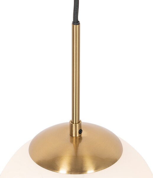 Závěsné svítidlo Art Deco zlaté s opálovým sklem vč. adaptéru na kolejnici černý 1-fázový - Iconic Flore