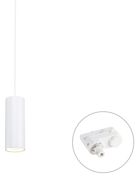 Designové závěsné svítidlo bílé vč. adaptéru na lištu 3fázové - 3fázové Tubo
