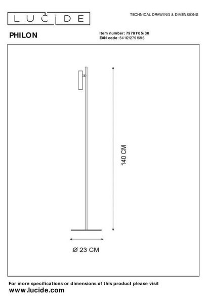 Lucide 79781/05/30 LED stojací svítidlo Philon 1x4,5W | 380lm | 3000K