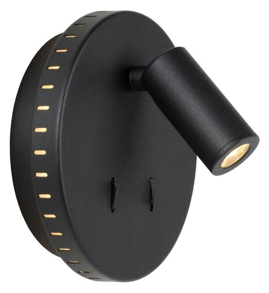 Lucide 79201/09/30 LED nástěnné svítidlo Bentjer 1x6W+1x3W | 350lm | 3000K - s vypínačem, černé