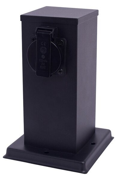Elektrický zahradní sloupek Electric, nerezová ocel, 2 zásuvky, černá, (20 cm)