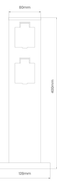 Elektrický zahradní sloupek Electric, nerezová ocel, 2 zásuvky, černá, (40 cm) BS