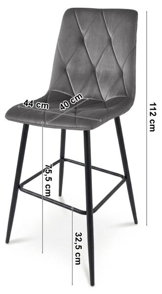 Set dvou barových židlí LIBRA sametové, světle béžové / hnědé nohy (2 ks)