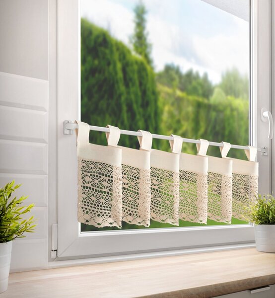 KRÁTKÁ ZÁCLONA NA POUTKÁCH MADDELINE 150X35 CM SVĚTLEBÉŽOVÁ BS
