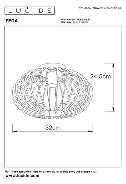 Lucide 78199/01/30 přisazené stropní svítidlo Reda 1x40W | E27