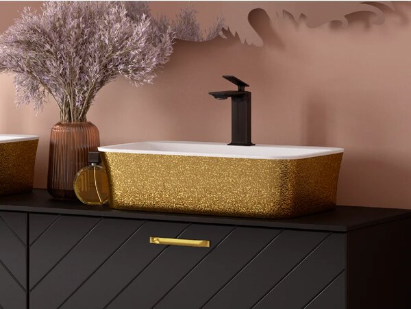 Besco Deskové umyvadlo z litého mramoru Assos S-Line Glam Z UM D 51x41x15 cm, bez otvoru pro baterii