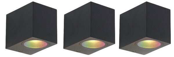 Sada 3 chytrých nástěnných svítidel černá IP44 vč. Zigbee GU10 - Baleno
