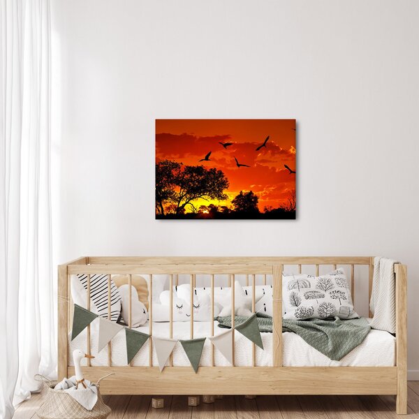 Obraz ptáků při západu slunce (70x50 cm)