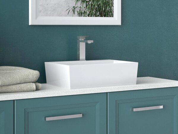 Besco Deskové umyvadlo z litého mramoru Vera UM D-OPB 50x42x15 cm, s otvorem pro baterii