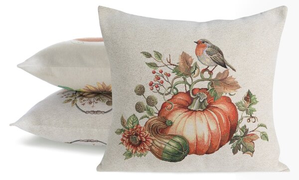 GOBELÍNOVÝ DEKORAČNÍ POVLAK NA POLŠTÁŘ PUMPKIN2 45X45 CM VZOROVANÁ
