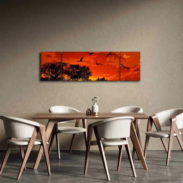 Obraz ptáků při západu slunce (170x50 cm)