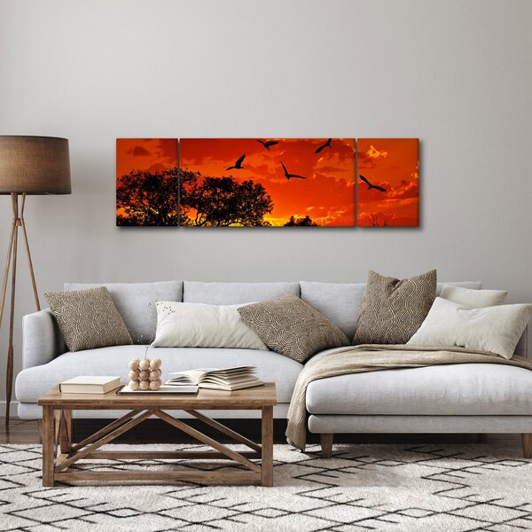 Obraz ptáků při západu slunce (170x50 cm)