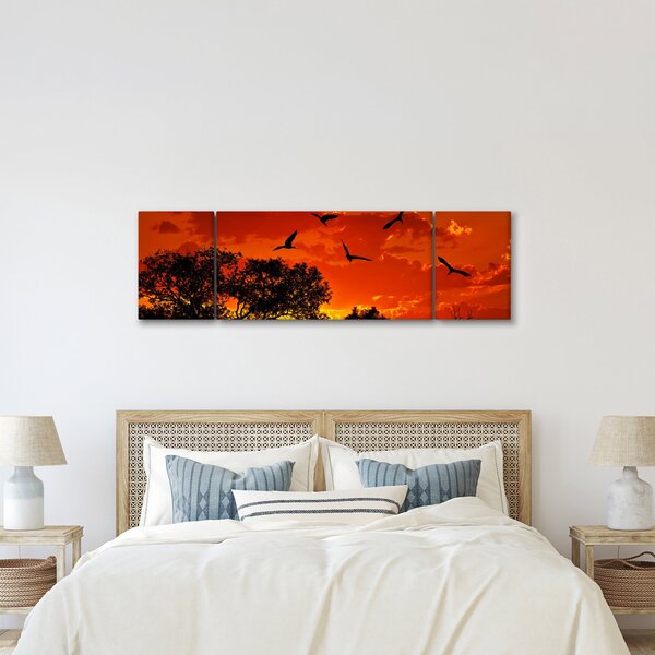 Obraz ptáků při západu slunce (170x50 cm)