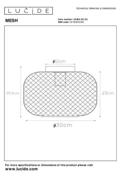 Lucide 45185/30/02 přisazené stropní svítidlo Mesh 1x40W | E27