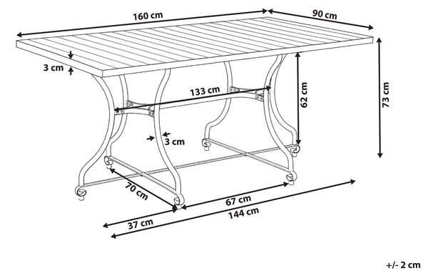 Zahradní jídelní stůl LASCARI 160 cm 90 cm Akáciové dřevo Světle hnědá
