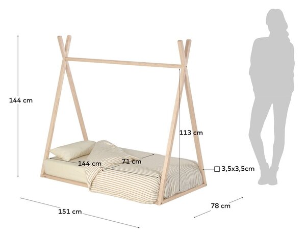 Dětská postel v přírodní barvě 70x140 cm Maralis Teepee – Kave Home