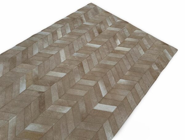 Kožený koberec Chevron světle hnědý