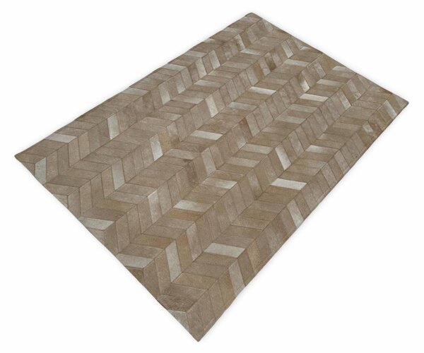 Kožený koberec Chevron světle hnědý