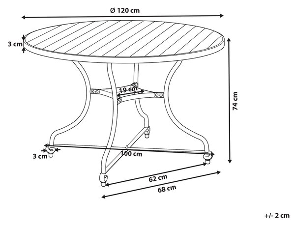 Zahradní jídelní stůl LASCARI 120 cm 120 cm Akáciové dřevo Světle hnědá