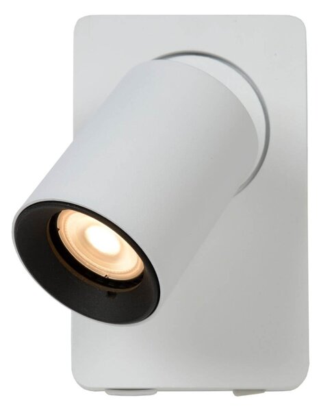 Lucide 09929/06/31 nástěnná bodová lampa Nigel 1x5W | LED GU10 | 320lm | 3000K - žárovka je součástí balení, bílá, nastavitelná, vypínač na tělej